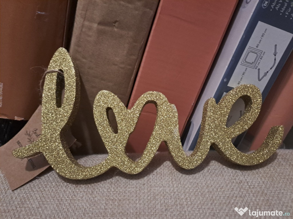 Decoratiune Love cu sclipici set 12 bucati
