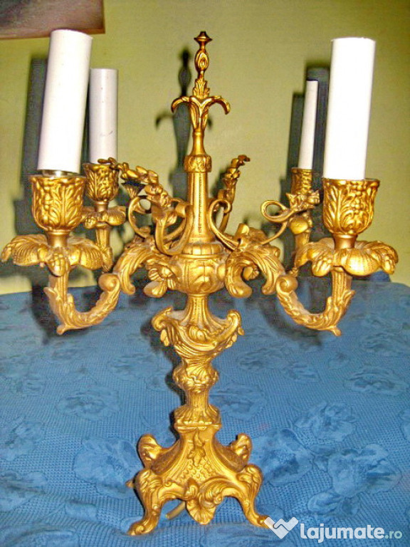 6269- Lampadar electric 4 brate Franta 1900 stil Rococo bronz aurit.