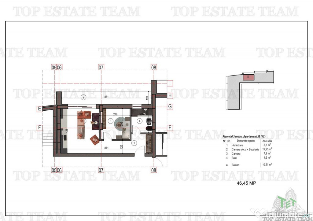 Apartament tip studio bloc nou metrou 1 Decembrie 1918