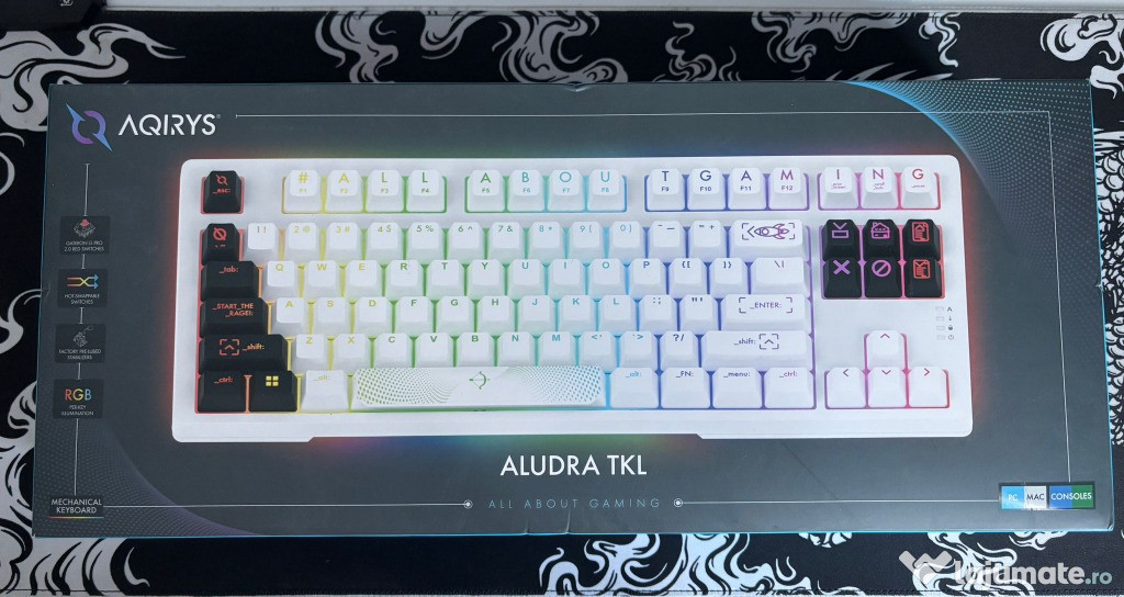 Tastatura Gaming Aqirys Aludra TKL, Gateron G Pro 2.0 Red, Alb