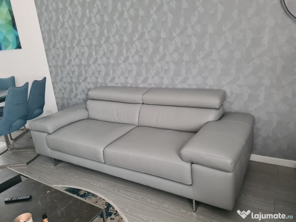 Canapea si fotoliu din piele gri colectia NATUZZI