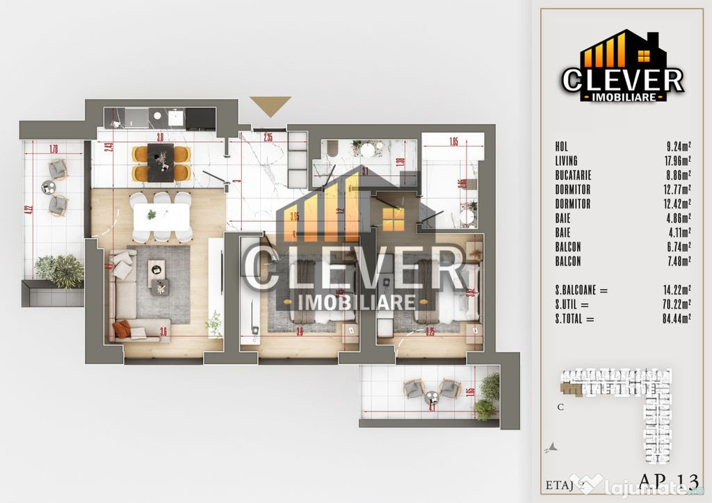 Apartament Premium 3 Camere Suprafata Generoasa Th. Pallady