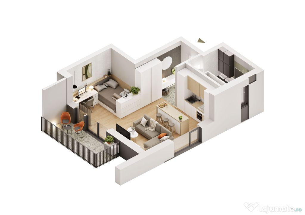 Apartament cu 1,5 camere în zona Confecții
