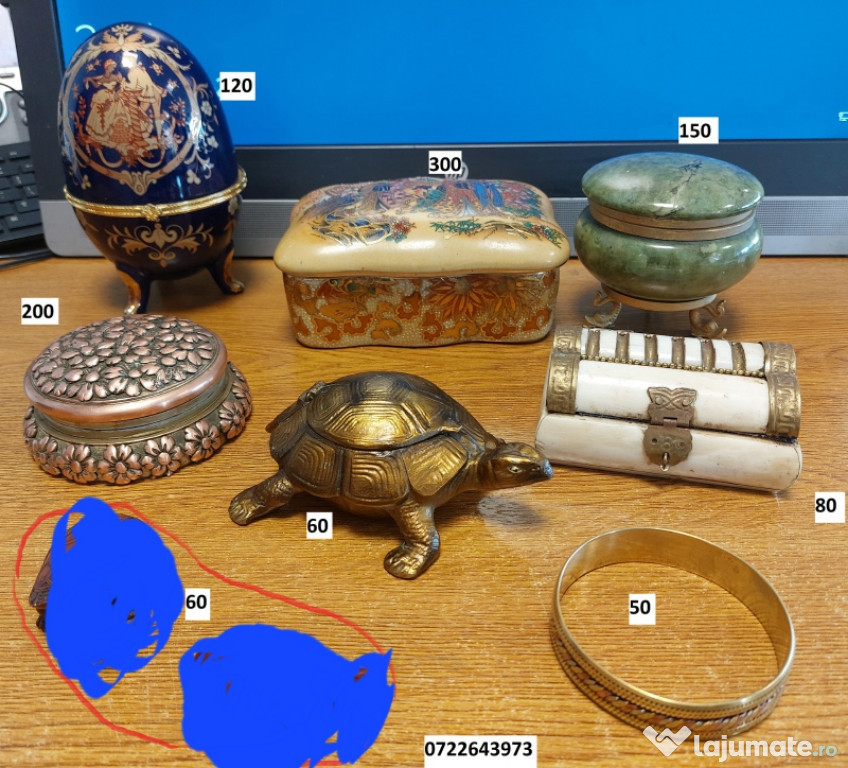 Cutii bijuterii din jad, ceramica japoneza sau os de cămilă