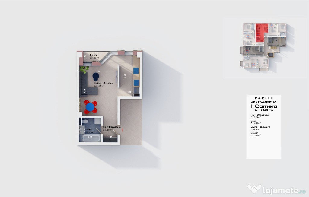 Apartament 1 cam nou 34 mp | Comision 0% - 1250 m2 - Pret promo Visani