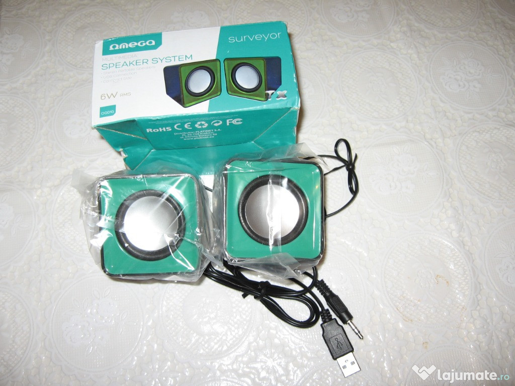Set 2 boxe OMEGA Surveyor OG-01G, 2.0, 6W RMS, USB, green