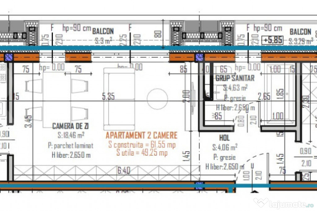 Apartament 2 camere, 49mp, bloc nou, zona Regal, Baciu
