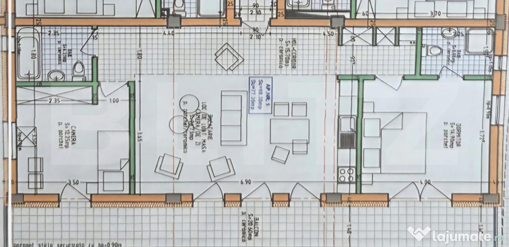 Apartament de vânzare Bloc nou – 3 camere, 83,35 mp util