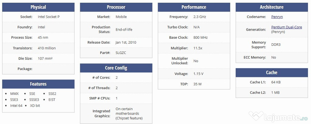 Cumpar procesor Intel T4500