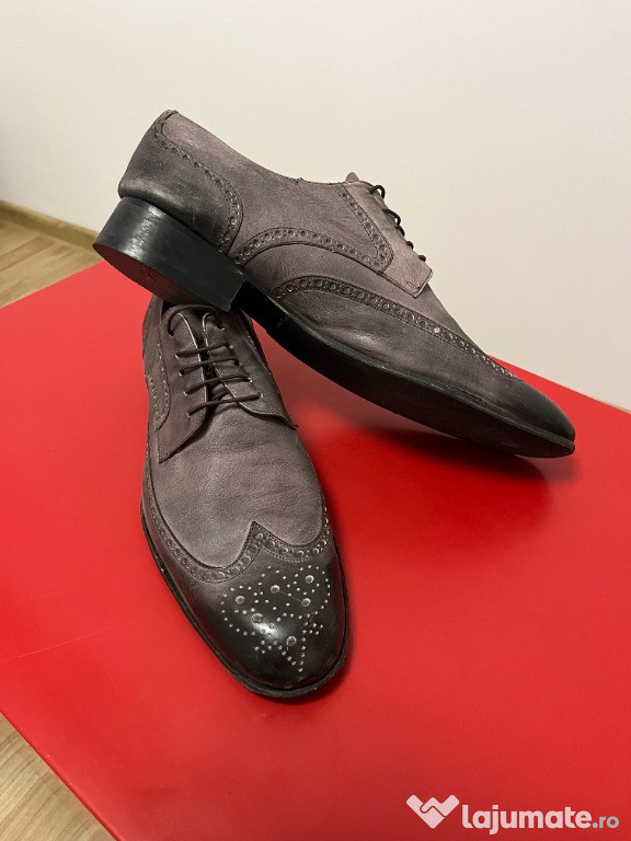 Pantofi piele class LondonTailors Original 9(43) gri degrade imprimati