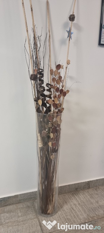 Vaza Sticla & Flori Decorative