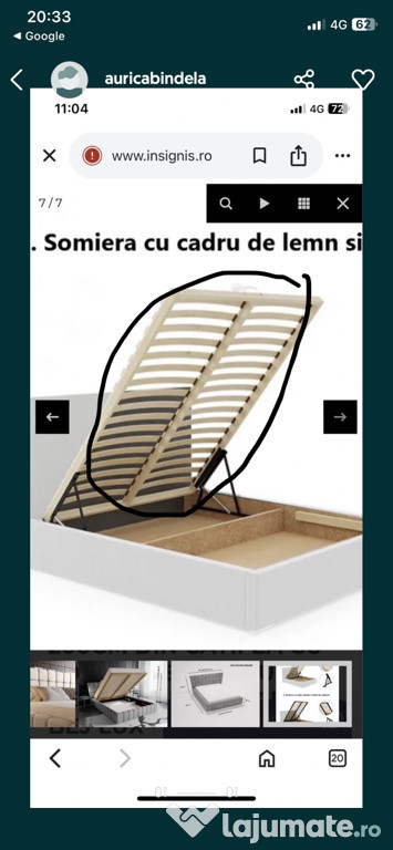 Somiera pat matrimonial, dimensiune 160/200