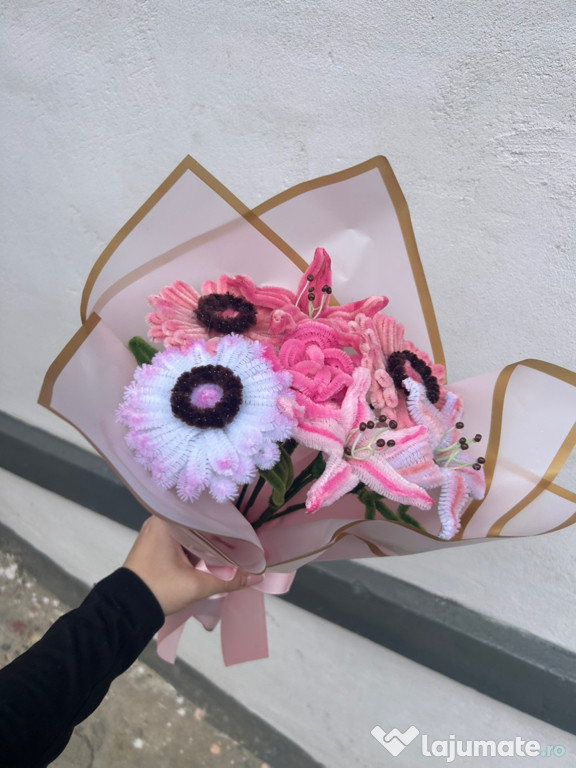 Buchet flori sârmă plușată