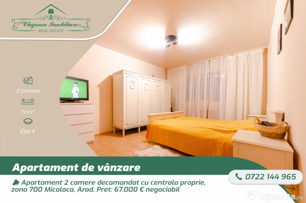 Apartament 2 camere decomandat cu centrala proprie, zona 700