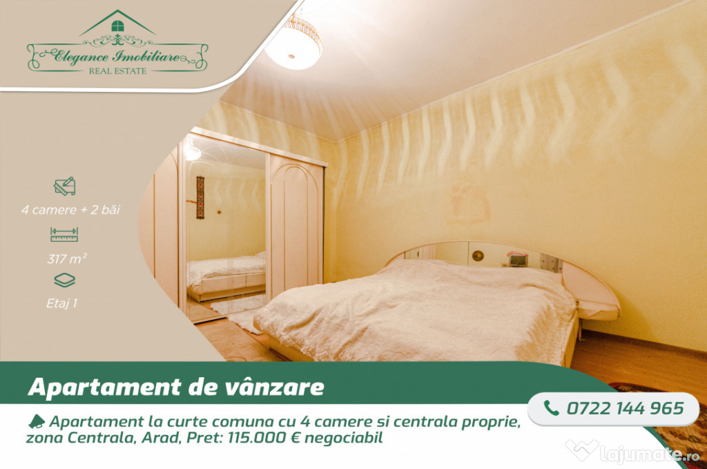 Apartament la curte comuna cu 4 camere si centrala proprie,