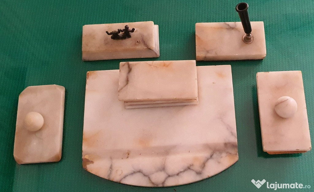 Set articole birou marmura, vintage (contine 6 piese)