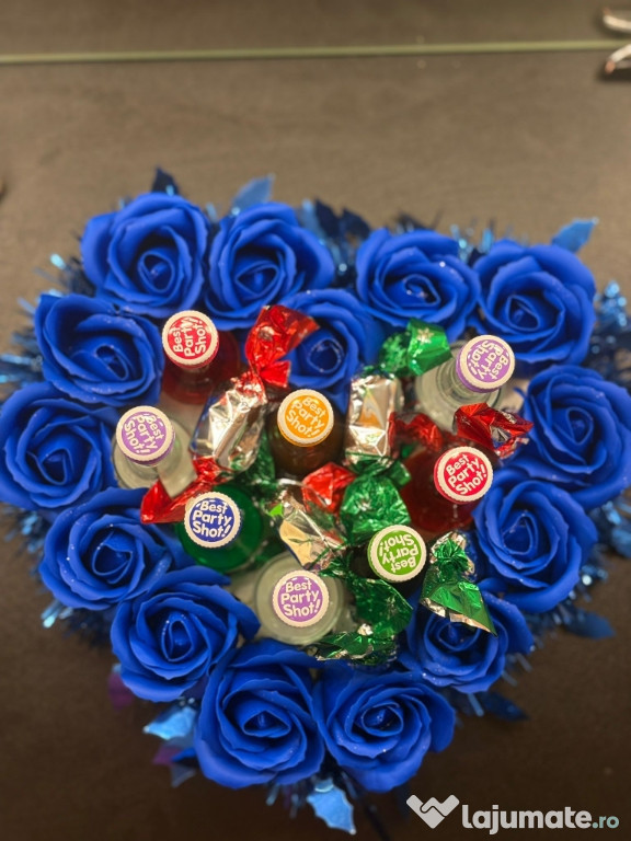 Buchet cu Trandafiri albaștri si Shot-uri