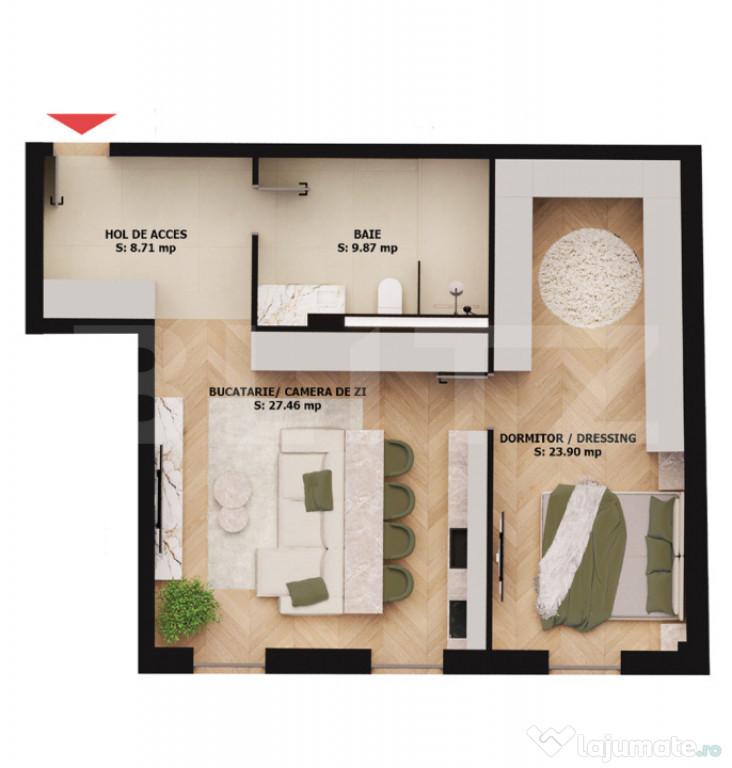 Apartament 2 camere, dressing walk-in | EAS Residence