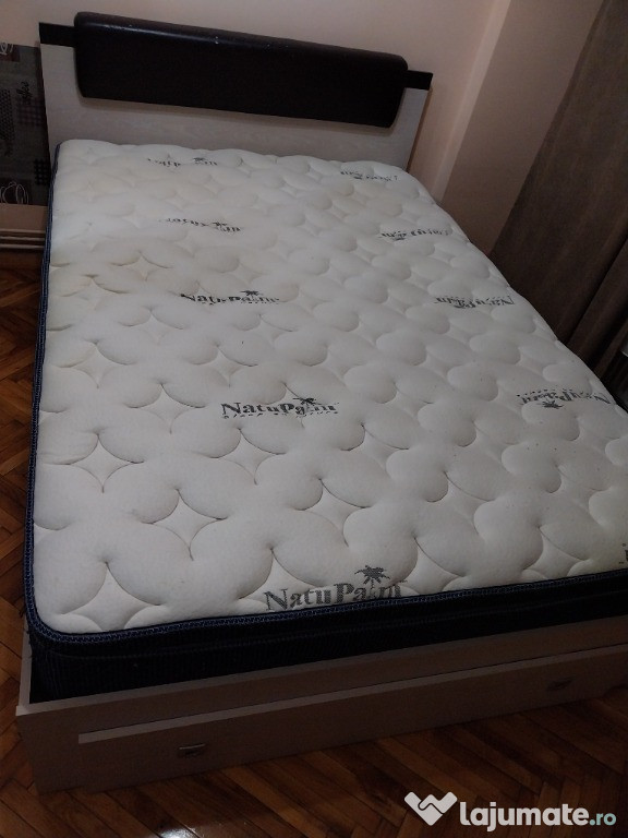 Vând pat+saltea 140/200.