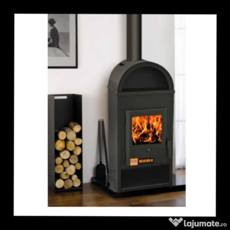 Sobă șemineu pe lemne,neagră,9kw.