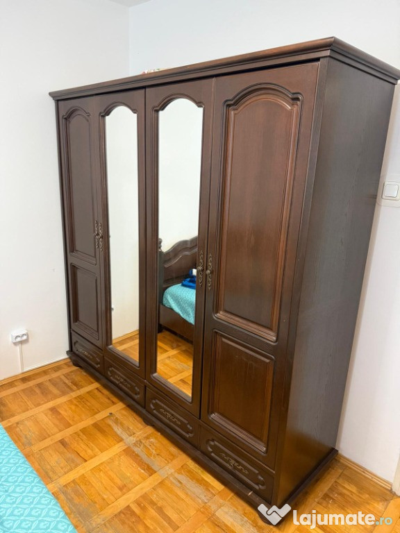 Mobilier Dormitor 3 Piese - Pat, Dulap si Comoda