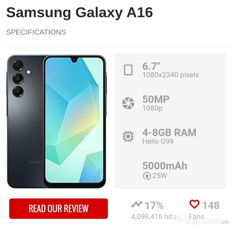 Samsung A16 Nou Culoare Gri