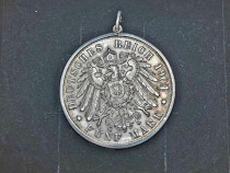 Medalion cu moneda rara din argint 5 Mark 1904 J VF