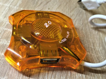 Hub USB 2.0 alb, portocaliu 4 porturi usb, mini hub, hi spee
