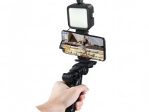 Kit vlogging 5 in 1, trepied, microfon LED, telecomanda