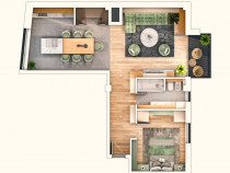 Apartament 2 camere 60 mp, balcon, Someseni