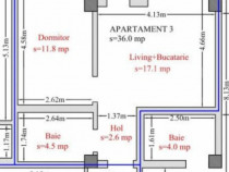 Apartament 2 camere openspace, 37.5 mp, Hlincea