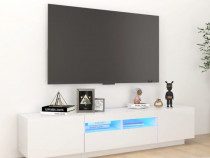 Comodă TV cu lumini LED, alb extra lucios, 180x35x40 cm