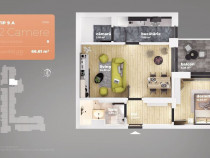 Apartament 2 camere Piata Sudului 66,61 mp utili