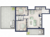 Apartament 3 camere - 2 dormitoare - 2 bai