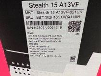 Laptop Gaming MSI Stealth 15.6'' A13VF i7 13620H RTX 4060 16GB 1TB FHD