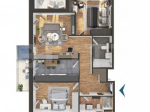 Apartament 3 camere, 2 bai, 78 mp, bloc nou, zona Fabricii