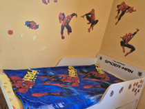 Pat Spiderman 2-12 ani, cu sertar si saltea inclusa, 160x80 cm