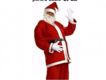 Costum Mos Craciun NOU pt adult,cu barba haina pantaloni curea caciula