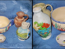 830-Set 6 vazute mici stil rustic ceramica stare buna.
