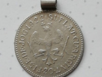 Moneda medalion 20 fise de joc 1922 suflat cu argint