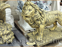 Statuetă leu mare în picioare, auriu antichizat, model S33.
