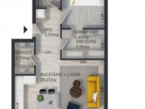 Apartament de 2 camere, 58mp, finisat, zona Baciu
