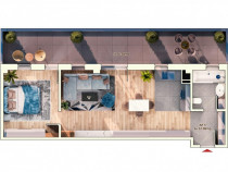 Apartament 2 camere, 52 mp, 26,6 mp balcon, parcare subteran