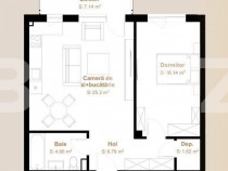 Apartament 2 camere, 54,38 mp + balcon 7,14 mp, zona Vivo