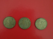 3 Monede 10 euro cenți, diferite - 2002