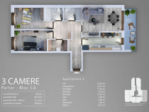 Apartament 3 Camere Decomandat Sector 4 Grand Arena 63.95Mp