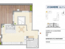 Apartament 2 camere, terasa generoasa, zona SEMICENTRALA