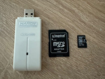 Cititor de carduri Axagon + Adaptor microSD + card microSD 16GB