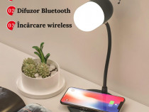 Lampă LED 3 în 1, 3 trepte, Încărcare Wireless 15W, Bluetooth 5.0