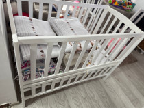 Pătuț bebe lemn, culoare alb, dimensiuni 120/60
